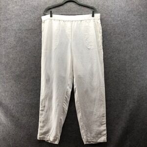 Women's Straight Leg Linen-Blend Pants in Off-White